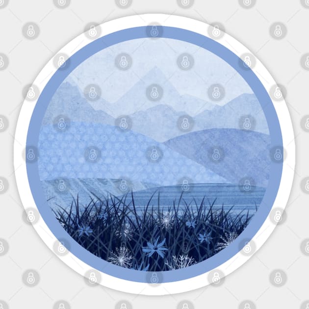 Blue Landscape Sticker by KatherineBlowerDesigns